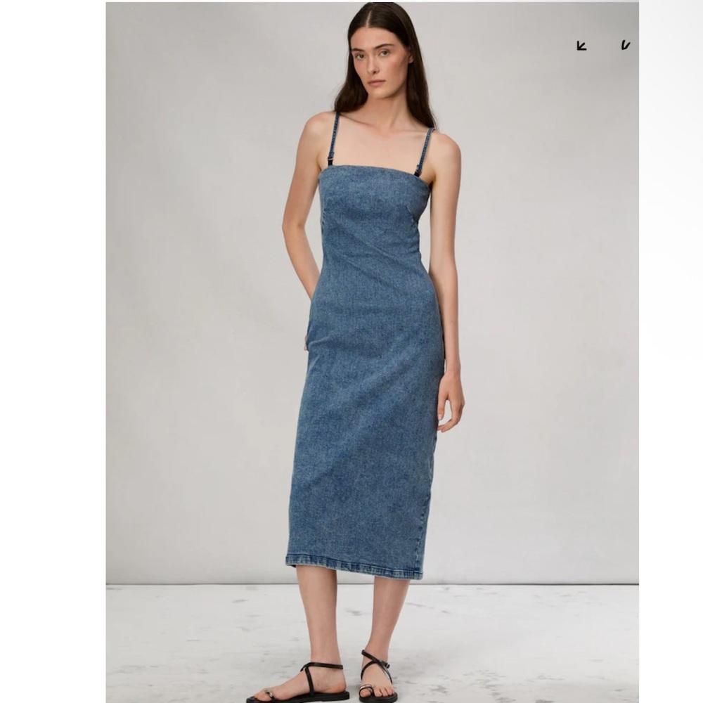 RAG & BONE Jasmine Strapless Denim Midi
SLIP Dress with Straps - Blue 2